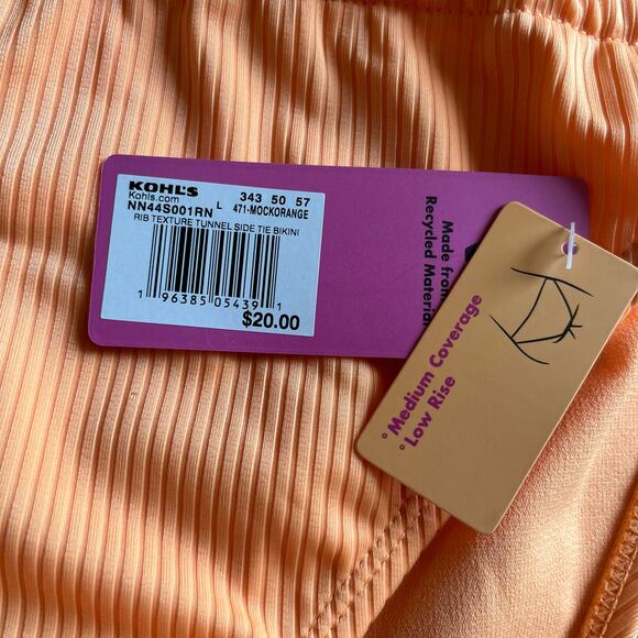 NWT! Juniors' Ninety-Nine° Tunnel Side-Tie Orange Bikini Bottoms Size Large - Picture 3 of 6